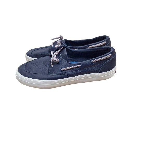 Sperry Top-Sider Crest Vibe Navy Blue Leather Boat Shoe Sneaker Womens 7.5 - Picture 3 of 5